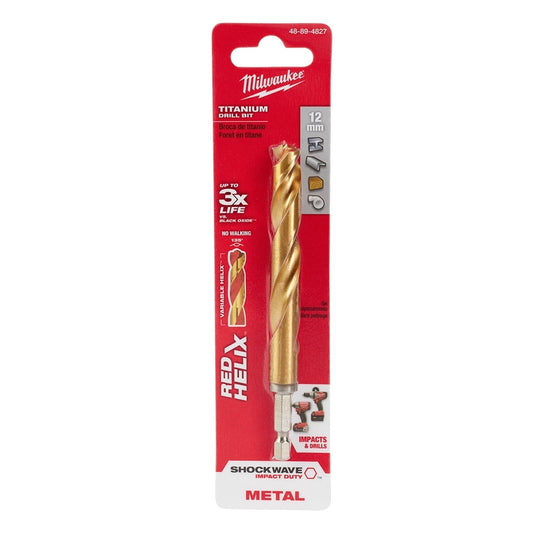 Pack of 1, Milwaukee 48-89-4827 Metric Shockwave Titanium Red Helix 12 Mm