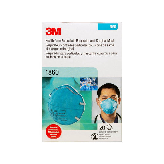 3M Health Care Particulate Respirator and Surgical Mask 1860, 2 Bx, 20Ea/Bx