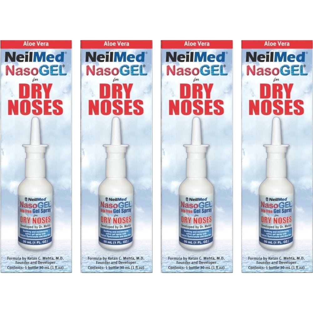 4 Pack - NeilMed NasoGEL For Dry Noses, Drip Free Gel Spray 1 fl oz Bottle Each