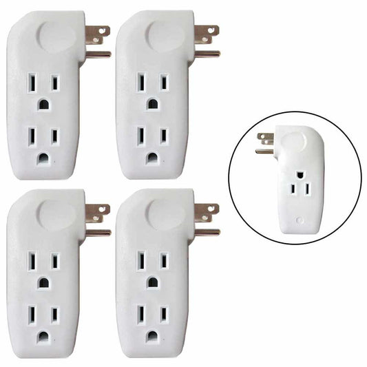 4 Triple 3Outlet Grounded AC Wall Plug Power Tap Splitter 3-Way Electric Adapter