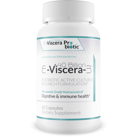 40 Billion E-Viscera-3 Probiotic Supplement - Postbiotic Active Cultures Research Formulation for Digestive and Immune Health - Therapeutic Grade Nutraceutical - 60 Veggie Capsules