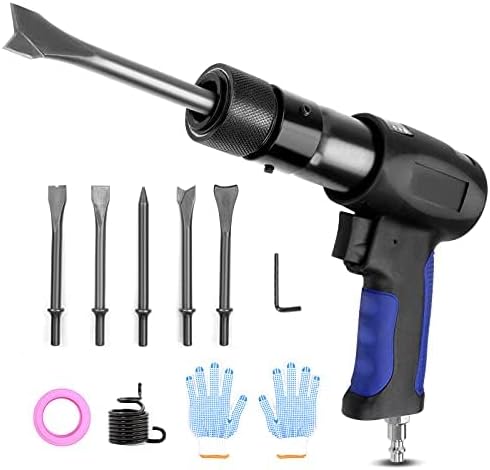 YON.SOU. 13-piece Air Hammer Set with 5pcs Chisels, Quick Change Retainer and Spring Retainer, 3500BPM Air Chisel Hammer with Rubber Sleeve Handle, Heavy Duty Air Hammer Kit