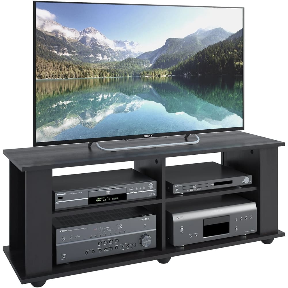 Fillmore Black Wooden TV Stand, for TVs up to 55"