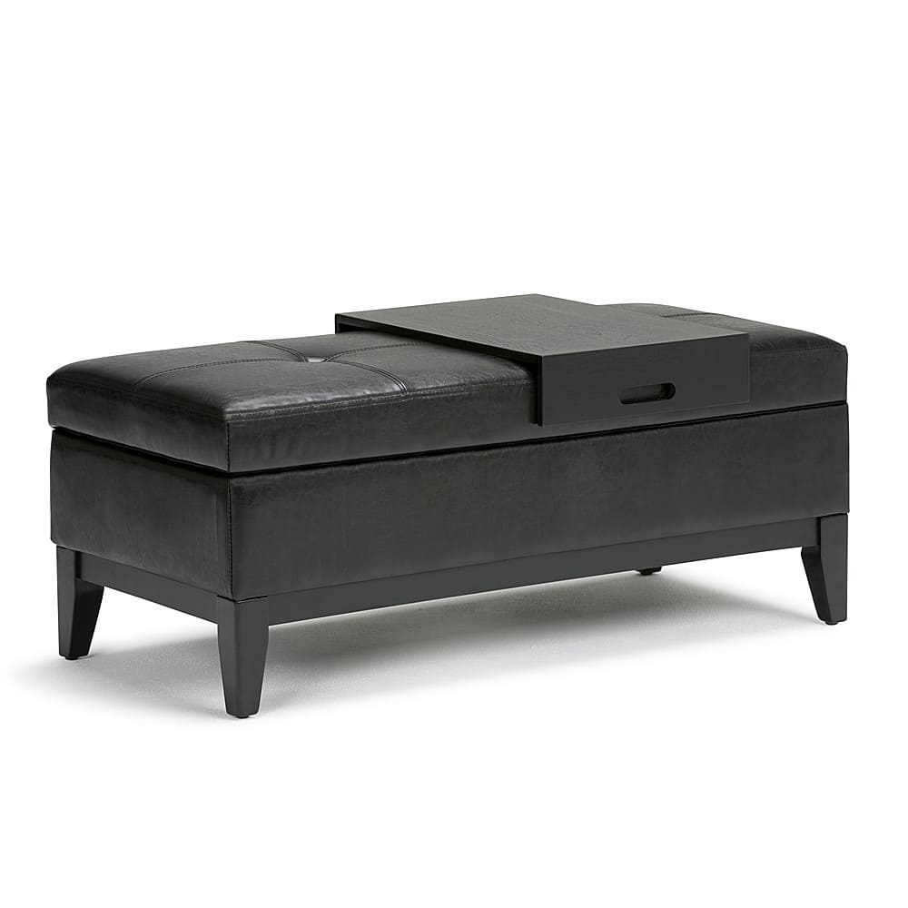 Oregon Rectangular Polyurethane Faux Leather Bench Ottoman With Inner Storage