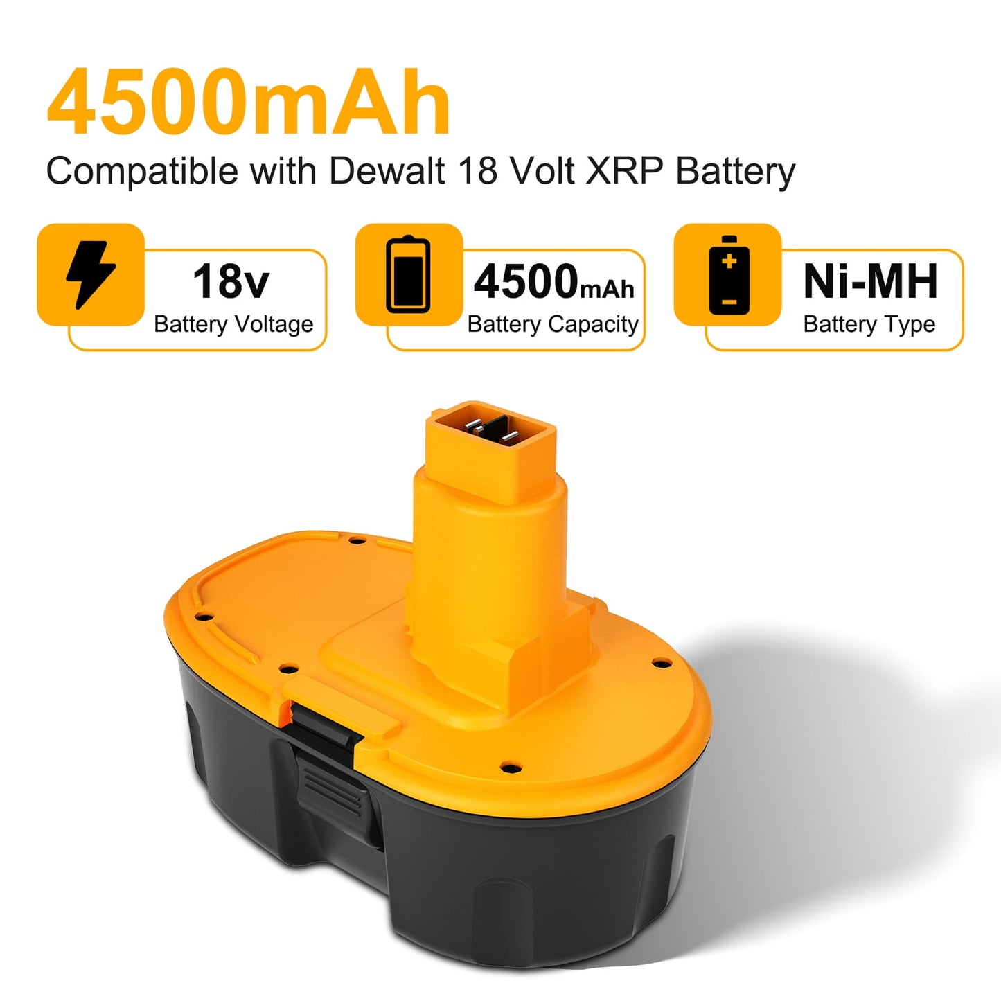 4500Ah Replacement for Dewalt 18 Volt Battery DC9098 DC9096 DC9099 DC970 DW9095 DW9096 DW9098 DW9099 DE9039 DE9095 DE9096 DE9098