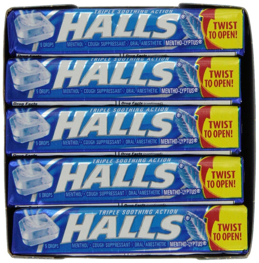 480 PACKS : Halls Mentho-Lyptus Cough Drops 9 ct