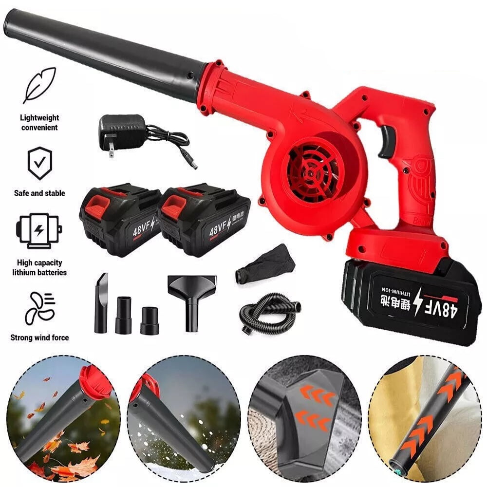 21V Cordless Leaf Blower, Lightweight Electric Mini Air Blower with 2 Batteries, Handheld 2-in-1 Vacuum for Home, Garden, and Car Cleaning