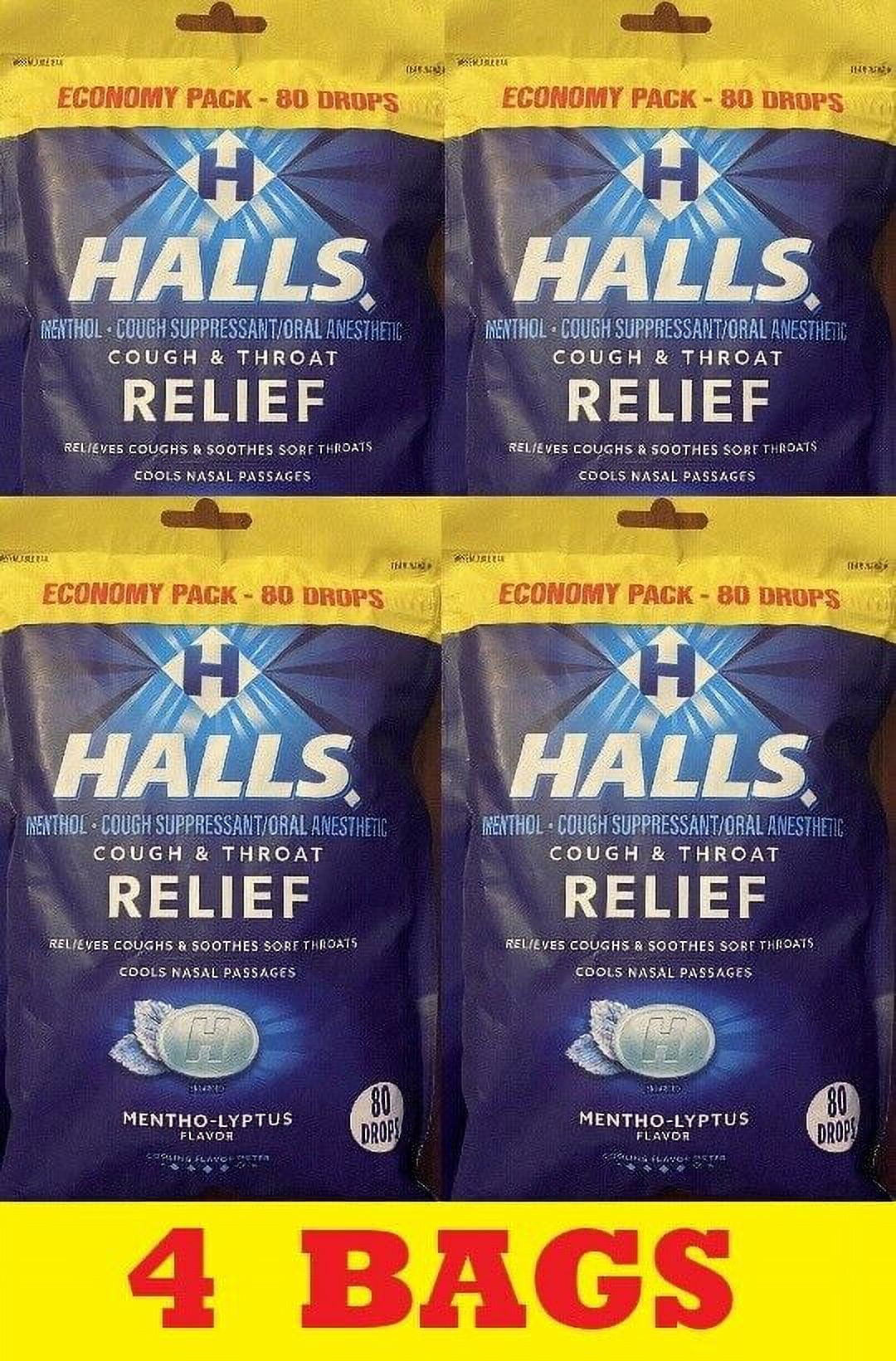 4x Halls ECONOMY PACK Mentho-Lyptus Cough & Throat Relief 320 Cough Drops 4 BAGS