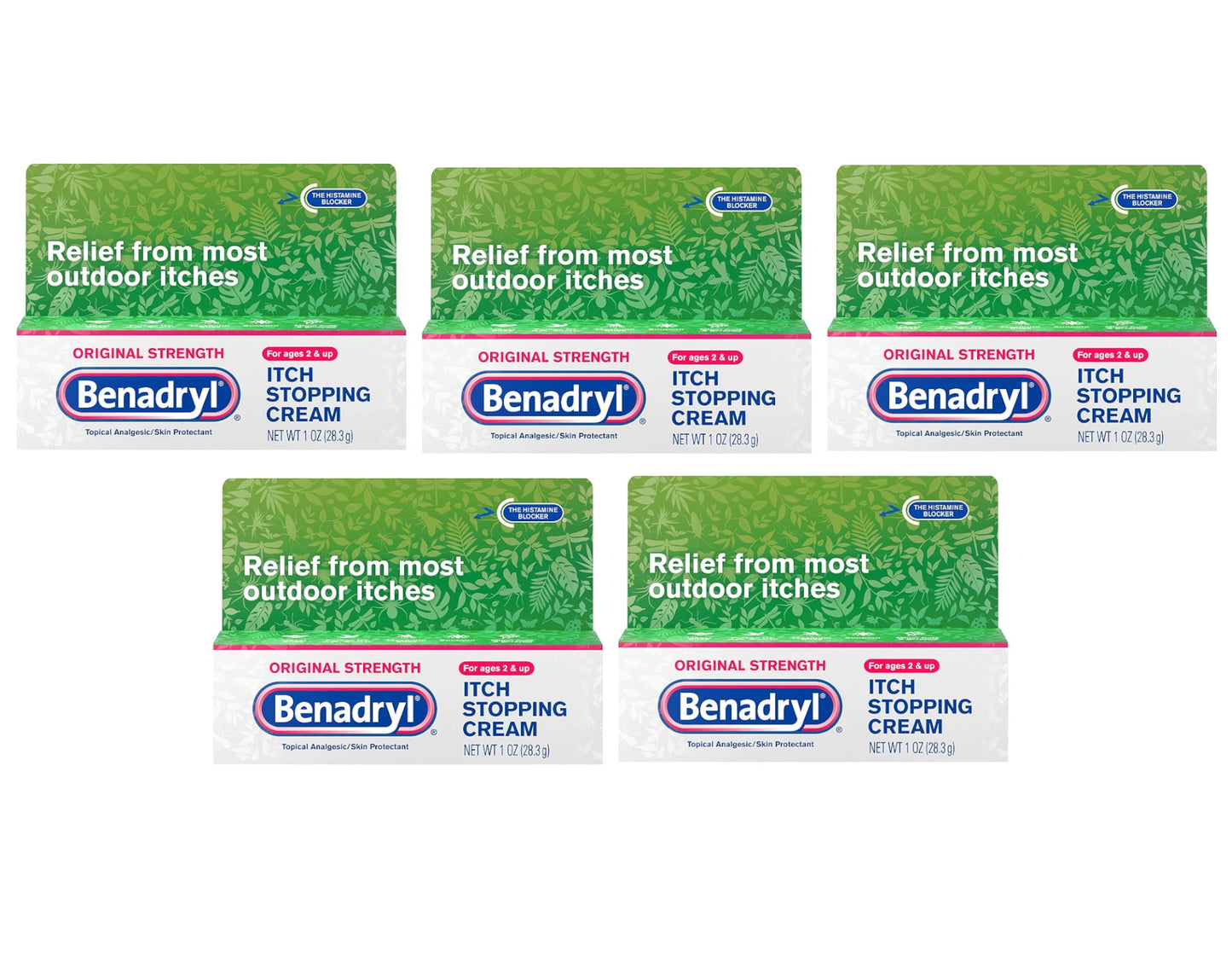 5 Pack - Benadryl Itch Stopping Cream, Original Strength 1oz Each