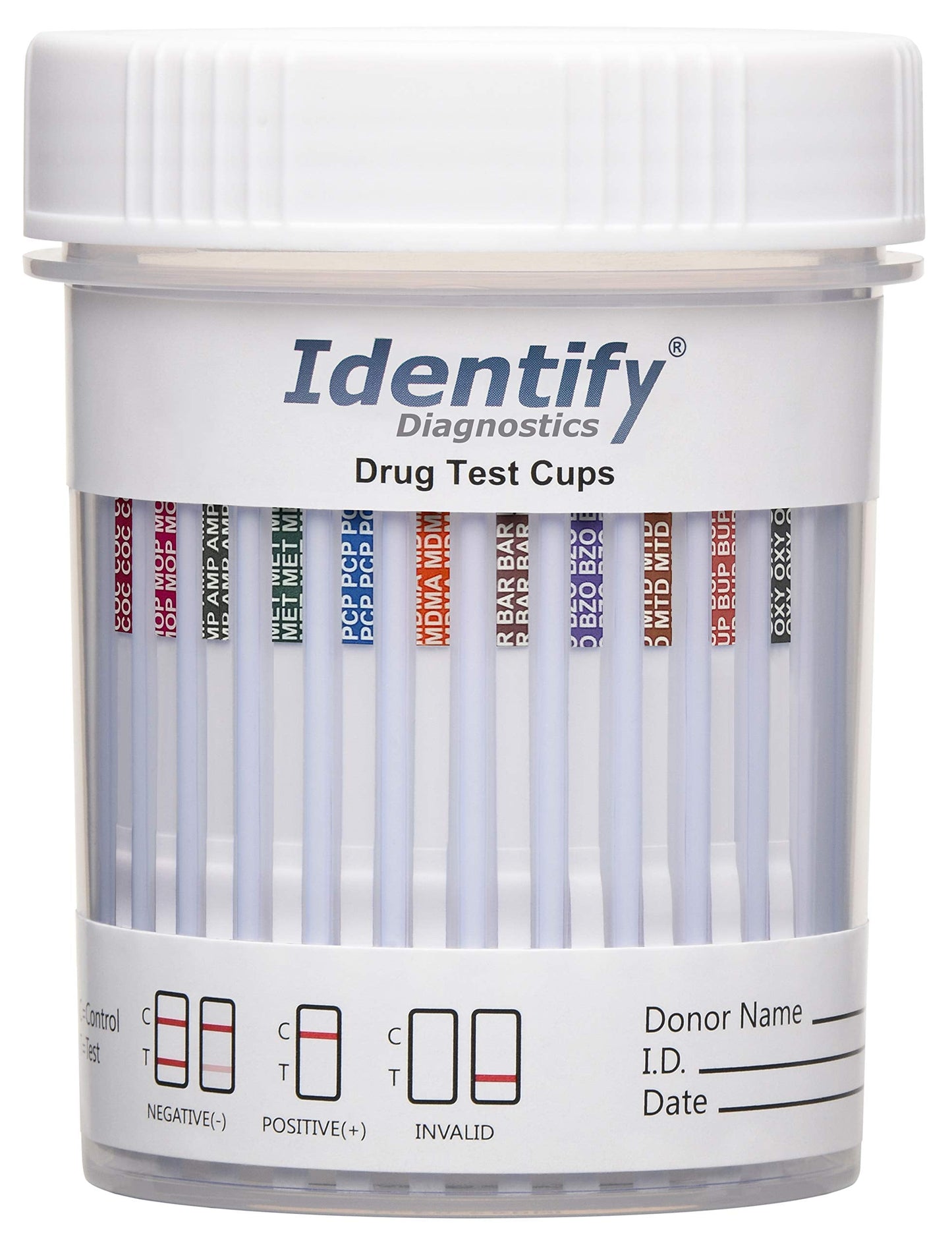 5 Pack Identify Diagnostics 12 Panel Drug Test Cup with BUP - Testing Instantly for 12 Different Drugs THC50, COC, OXY, MDMA, BUP, MOP, AMP, BAR, BZO, MET, MTD, PCP ID-CP12-BUP (5)