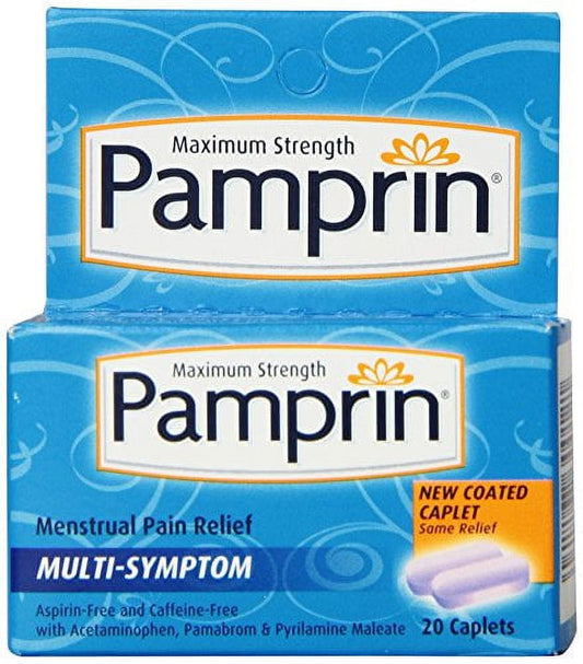 5 Pack - Pamprin Multi-Symptom Caplets 20 Caplets Each