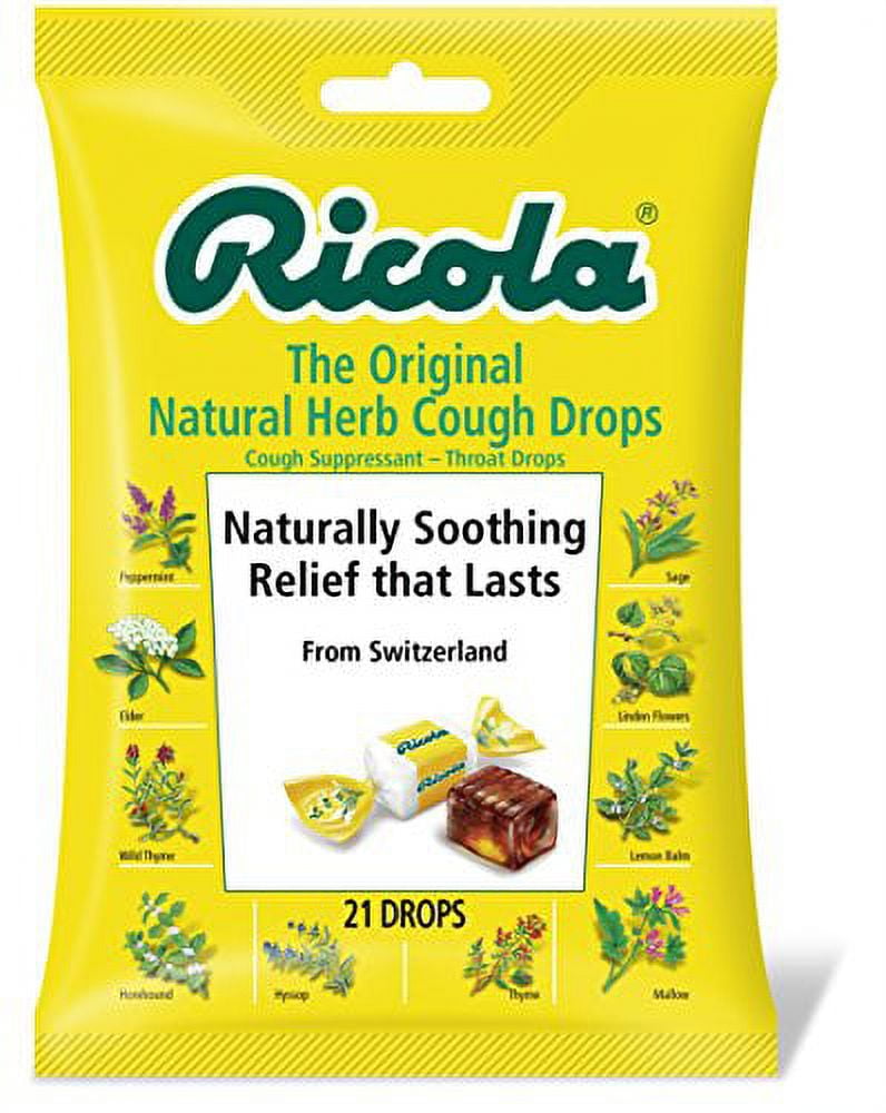 5 Pack Ricola Original Natural Herb Cough Suppressant 21 Drops Each