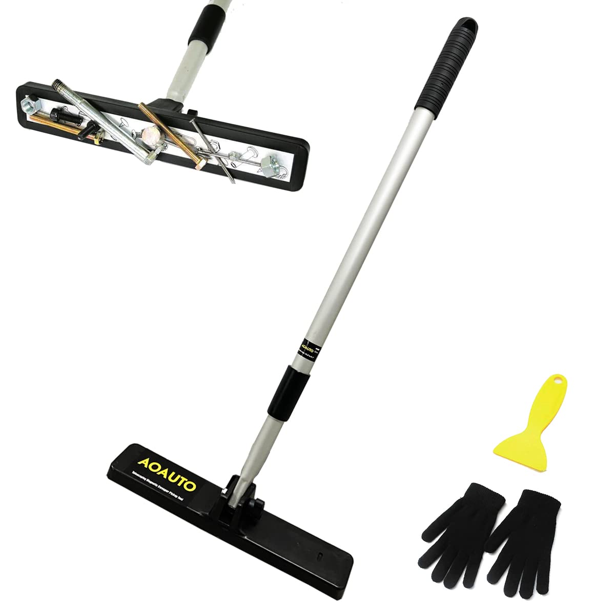 Magnet Sweeper Heavy Duty Telescoping Magnet Pickup Tool,16LB Pull Strong Magnetic Nail Sweeper with 28" to 45" Retractable Bar,Pickup Nails,Screws,Yard Magnet,Metal Parts