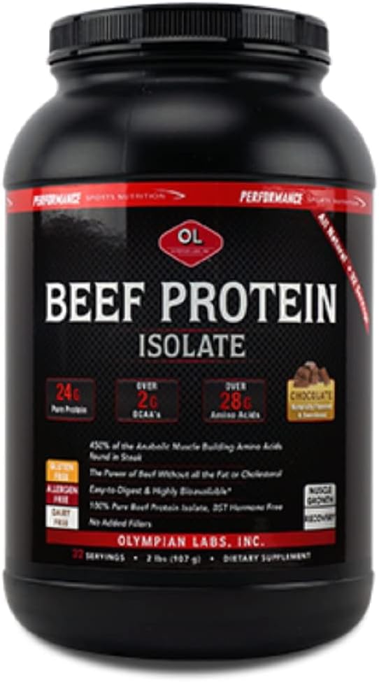 Olympian Labs Beef Protein Isolate, 24g Protein, BST Free, Macro-Micro Nutrient Friendly, Bioavailable, 32 Ounces, Chocolate