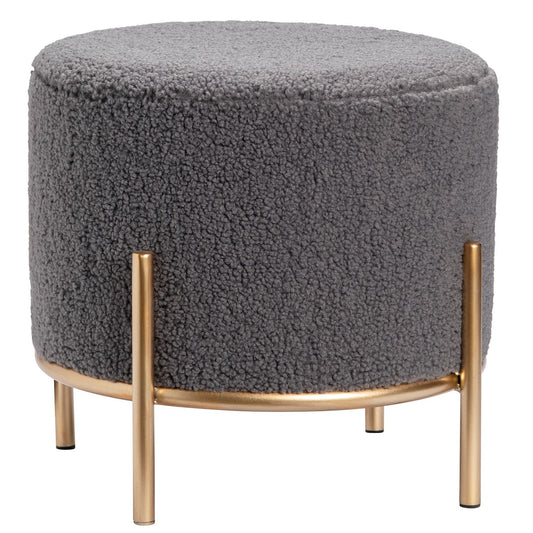 Zanella Round Upholstered Sherpa Stool