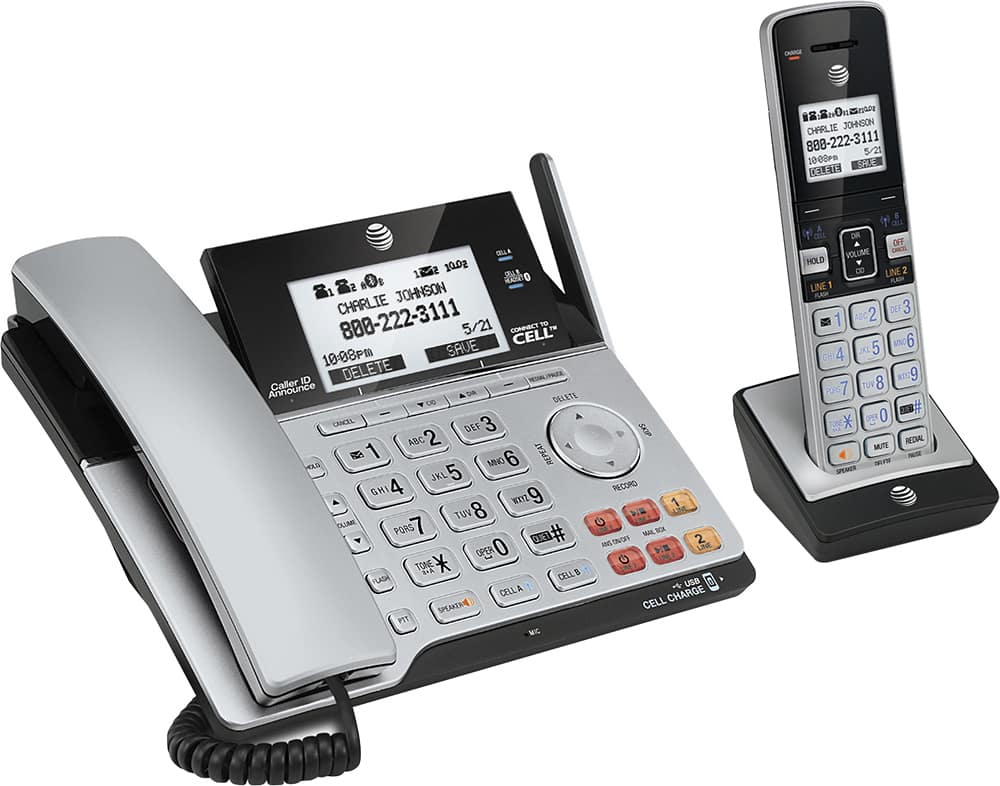 TL86103 DECT 6.0 2-Line Expandable Corded/Cordless Phone with Bluetooth Connect to Cell and Answering System