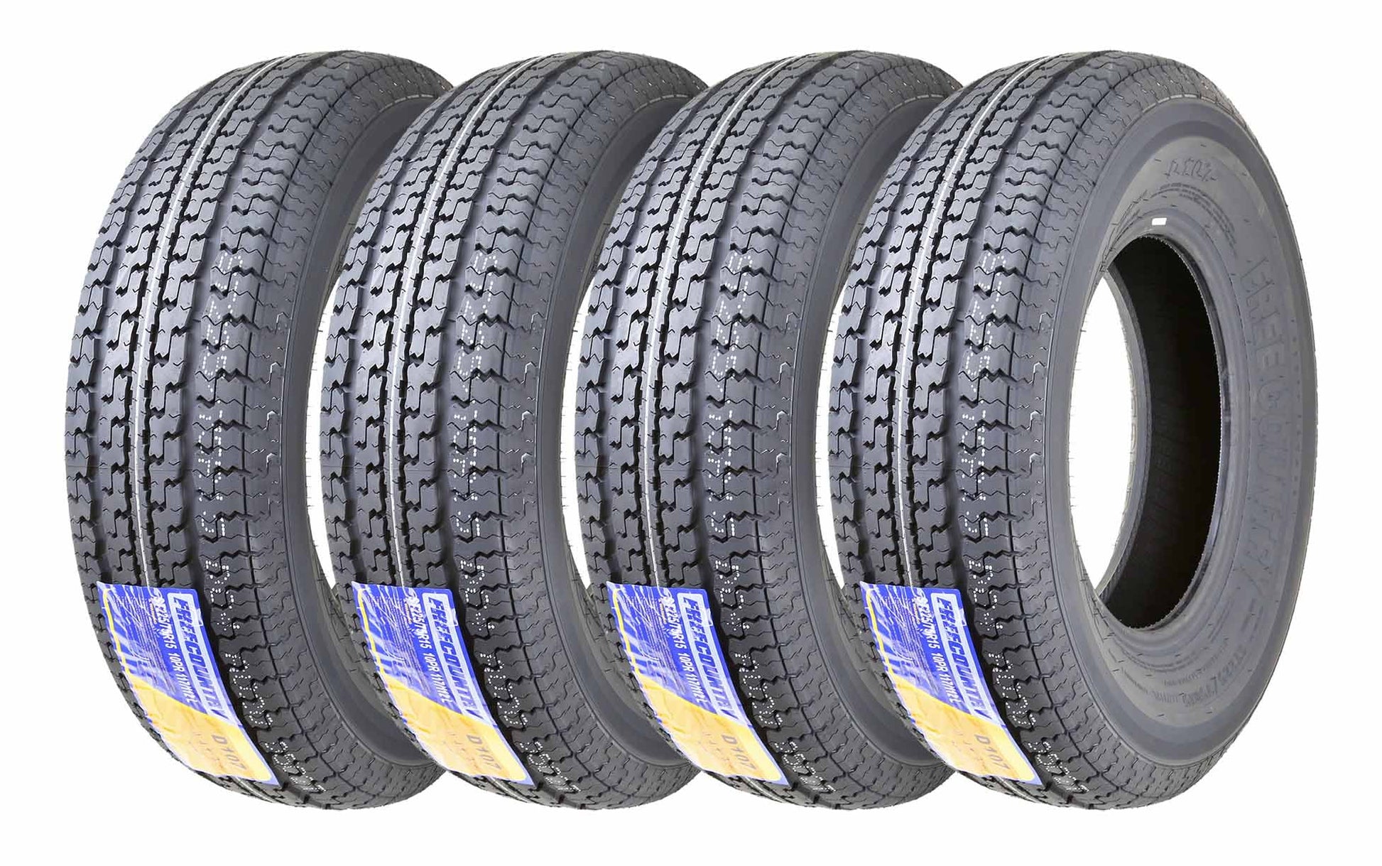 4 New Premium FREE COUNTRY Trailer Radial Tires ST225 75R15 10PR Load Range E w/Featured Side Scuff Guard