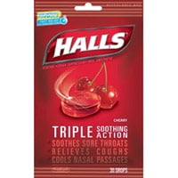 Halls Cough Drops Cherry Flavored - 30 Drops/ Bag, 12 Bags/Case