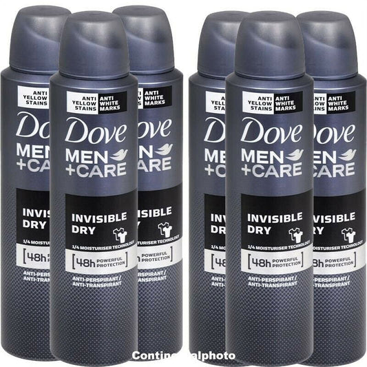 6 Cans of Dove Men+Care Invisible Dry 150ml Anti-Perspirant Anti-Transpirant Spray