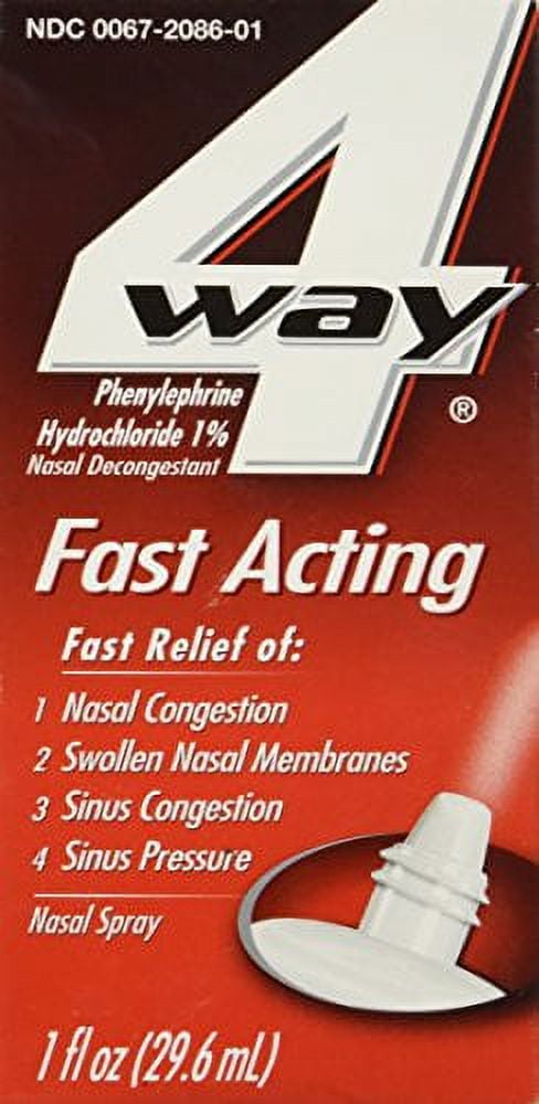 6 Pack 4 Way Fast Acting Nasal Decongestant Sinus Spray 1 Fl Oz each