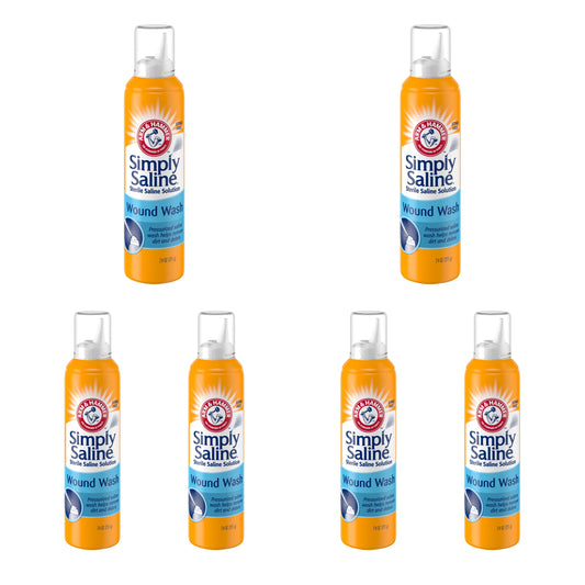 6 Pack Arm & Hammer Simply Saline Wound Wash Spray, Sting-Free, 7.4 oz each