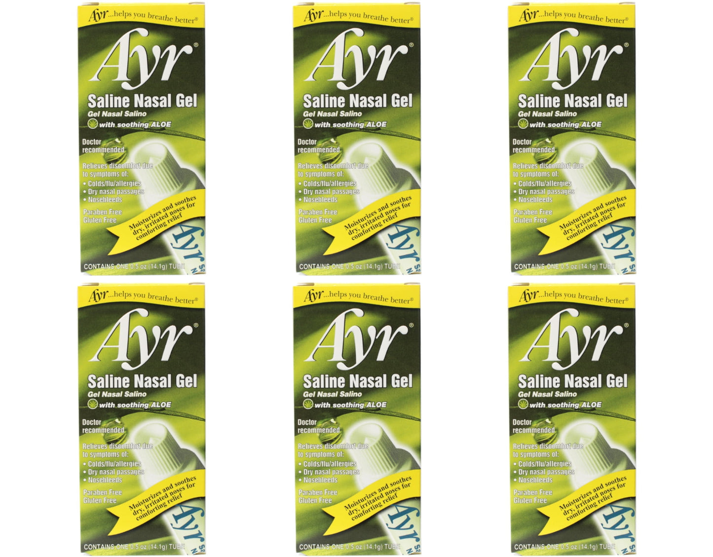 6 Pack- Ayr Saline Nasal Gel 0.50oz Each