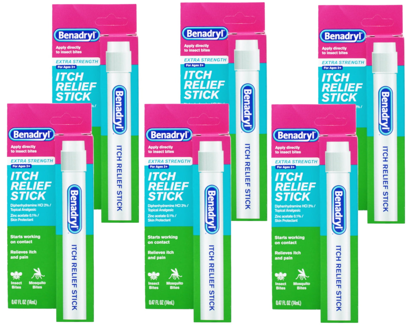 6 Pack - Benadryl Itch Relief Stick 0.47 oz