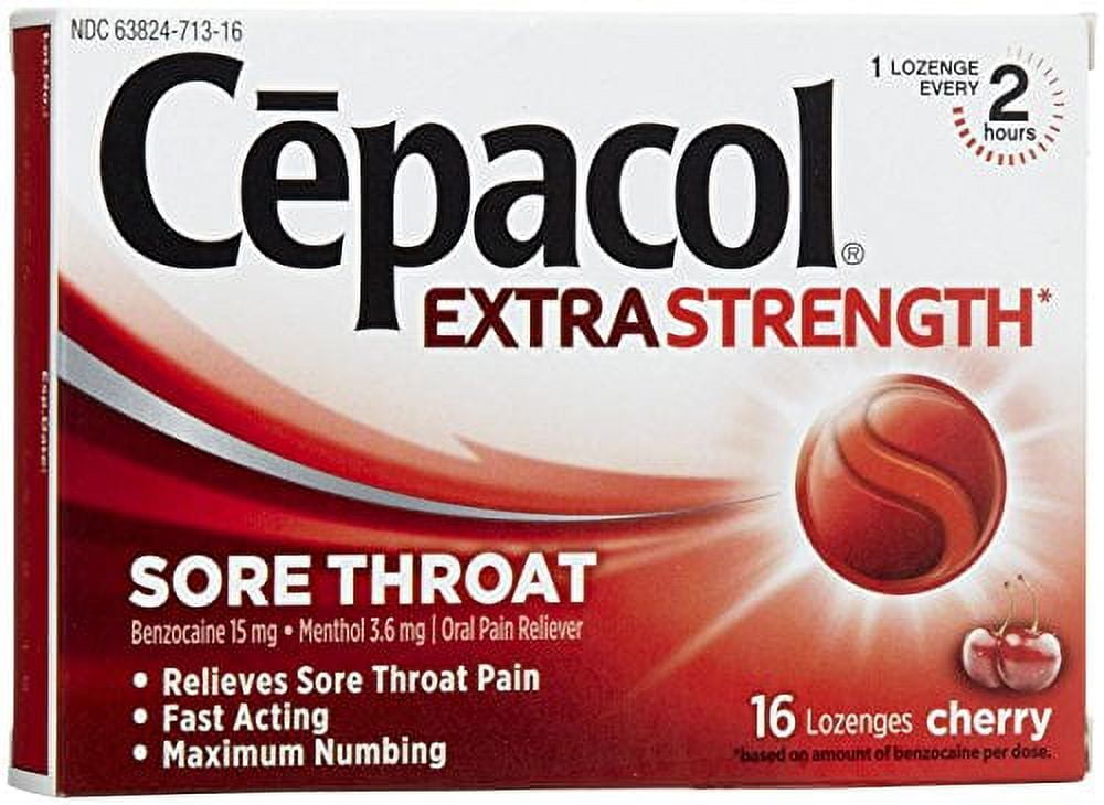 6 Pack Cepacol Extra Strength Sore Throat Cherry 16 Lozenges Each