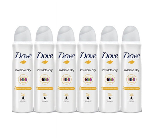 6 Pack Dove Invisible Dry Antiperspirant Deodorant Spray, 150ml