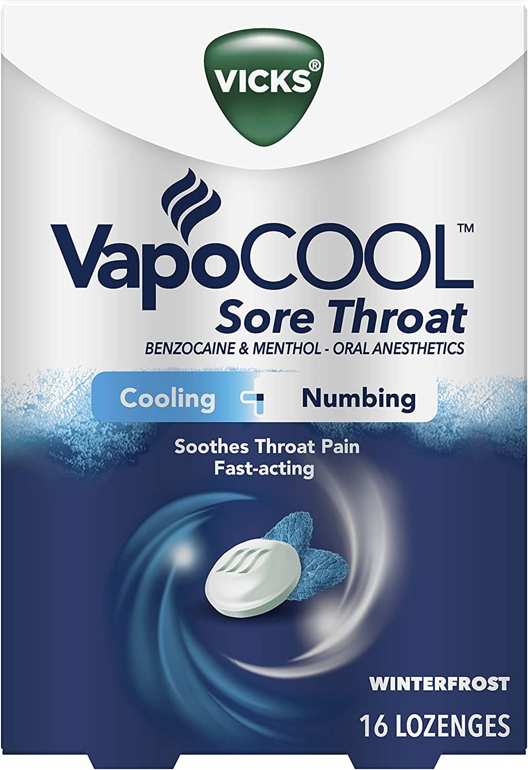 6 Pack - Vicks VapoCool Sore Throat Lozenges, Winterfrost, 16 Count