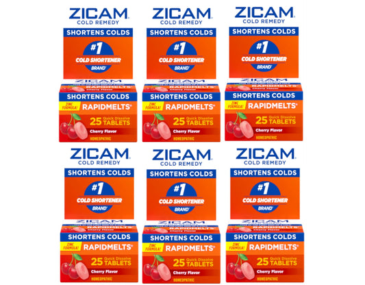 6 Pack - Zicam Zinc Cold Remedy RapidMelts Quick Dissolve Tablets - Cherry - 25ct