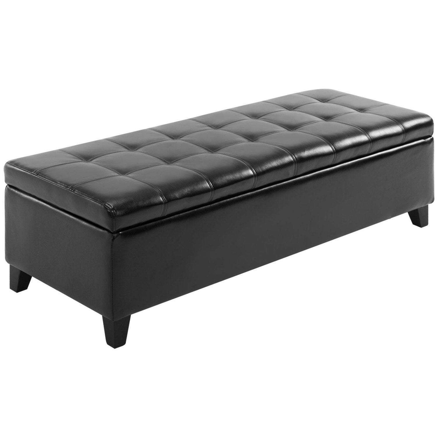 51 Tufted Top Storage Ottoman Bench Pu Leather Organizer Chair Footstool Large