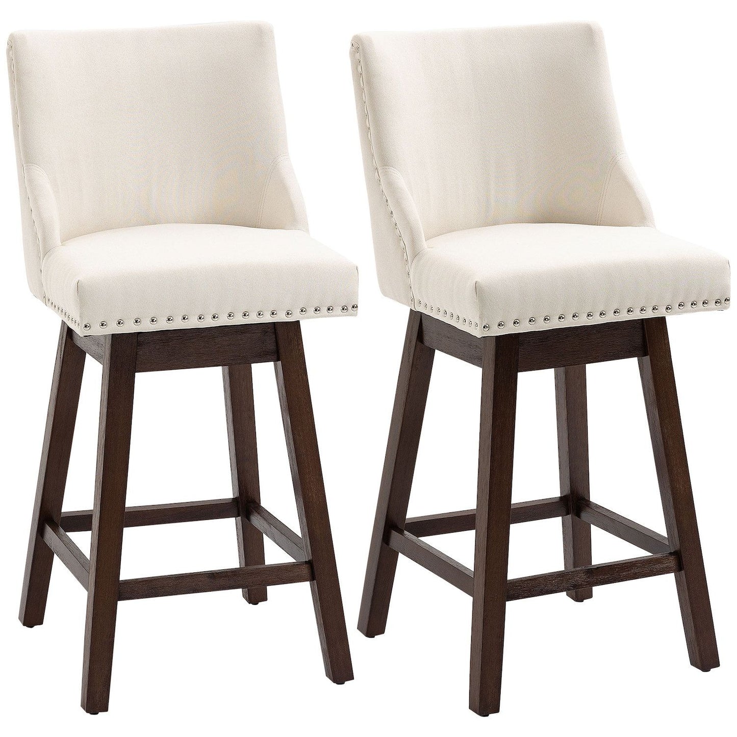 28 Upholstered Swivel Bar Height Nailhead Barstool Dining Chairs Set Dark Grey