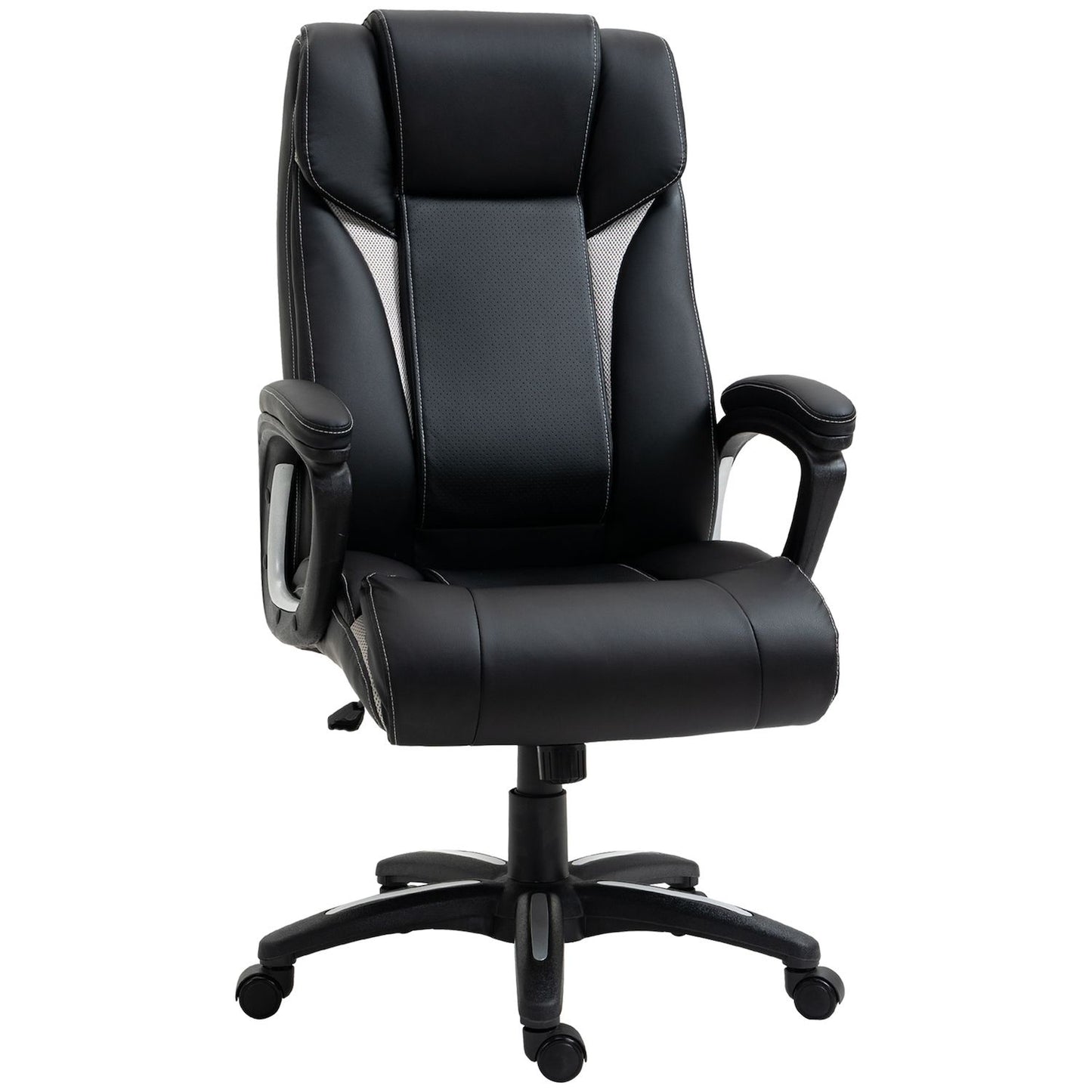 Vinsetto Ergonomic High Back Executive Office Chair with Padded Armrests Adjustable Height PU Leather Computer Desk Chair with Breathable Mesh Backrest 360 degree Swivel Rocking Feature Wheels