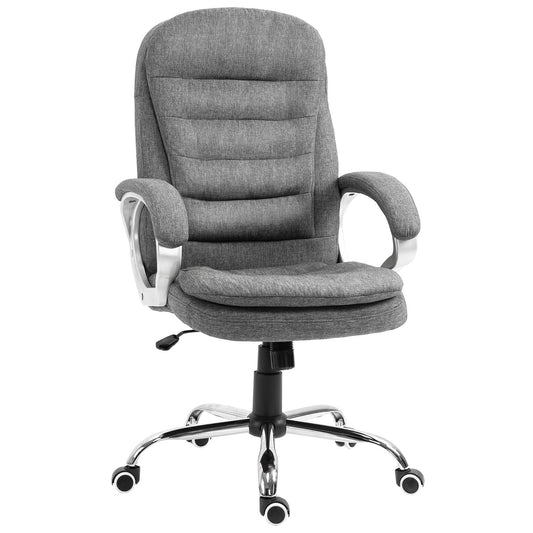 Vinsetto High Back Home Office Chair Executive Computer Chair with Adjustable Height Upholstered Thick Padding Headrest and Armrest   Grey