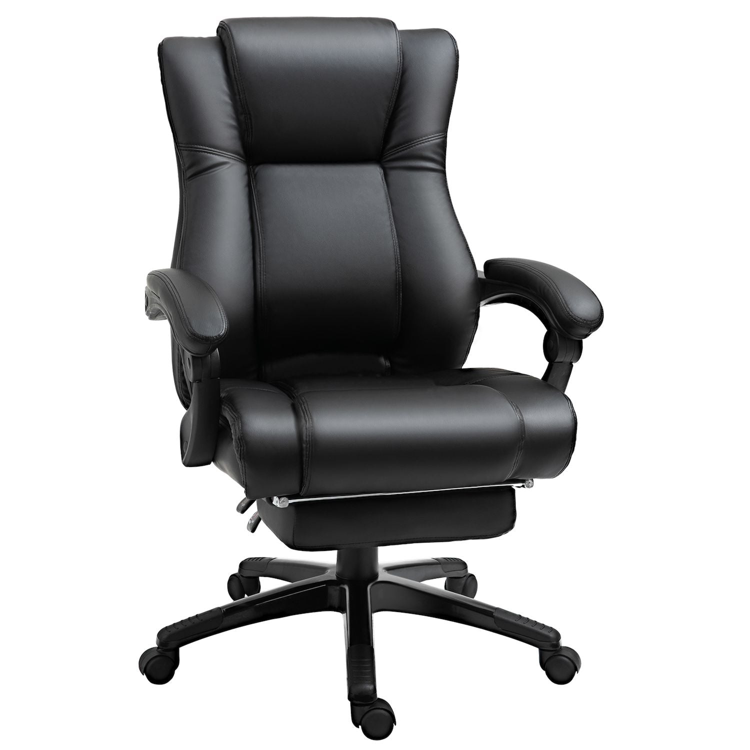 Vinsetto Executive High Back Office Chair Executive Computer Desk Chair with PU Leather Adjustable Height and Retractable Footrest Black