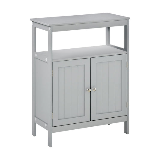 Wash Room Cupboard Shelving Console Unit W/double Door  Chrome Handle, Grey