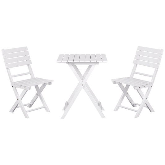 3pcs Patio Bistro Set, Folding Garden Furniture, Chairs, Garden Table White