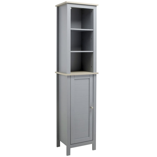 66 Grey Storage Organizer, Thin Bathroom Cabinet, Space Saver W/ 2 Tier Shelves