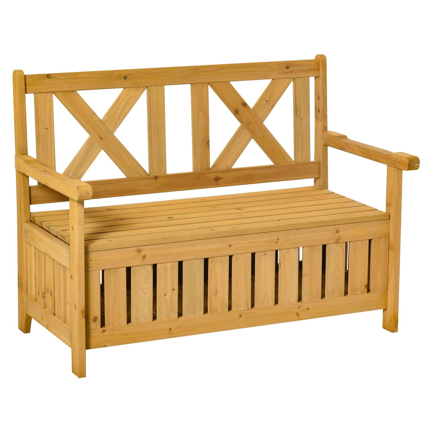 2-person Backyard Patio Bench With Louvered Side Panels  Wood Build, Yellow