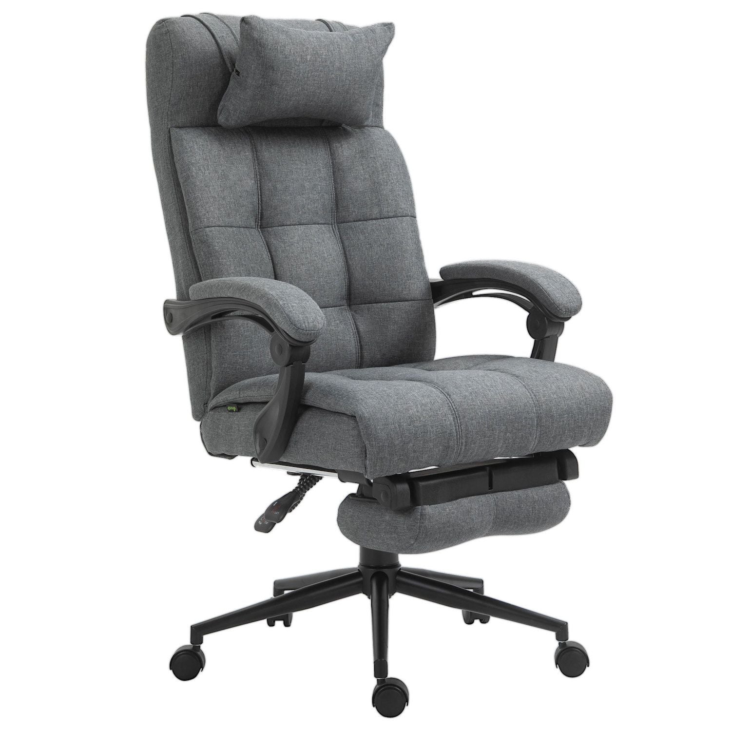 Vinsetto Executive Linen Feel Fabric Office Chair High Back Swivel Task Chair with Adjustable Height Upholstered Retractable Footrest Headrest and Padded Armrest Dark Grey