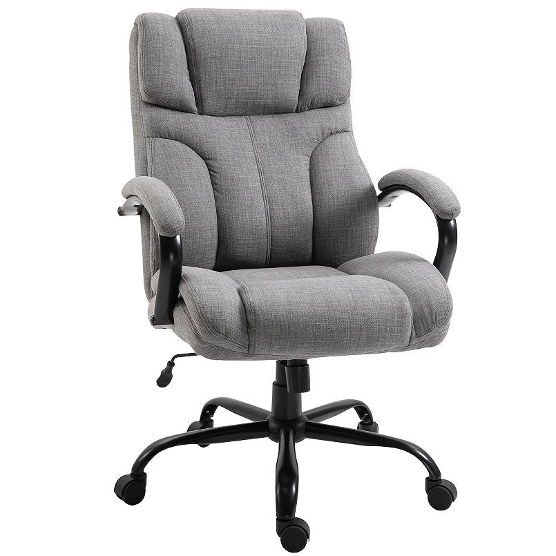 Vinsetto 500lbs Big and Tall Office Chair with Wide Seat Ergonomic Executive Computer Chair with Adjustable Height Swivel Wheels and Linen Finish Light Grey