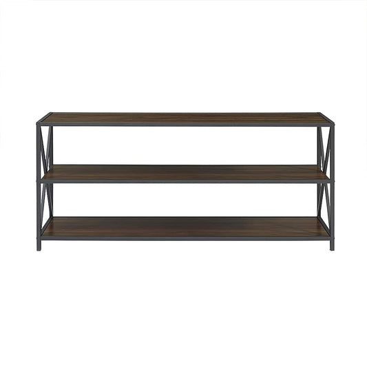 Industrial Metal and Wood 3-Shelf Bookcase