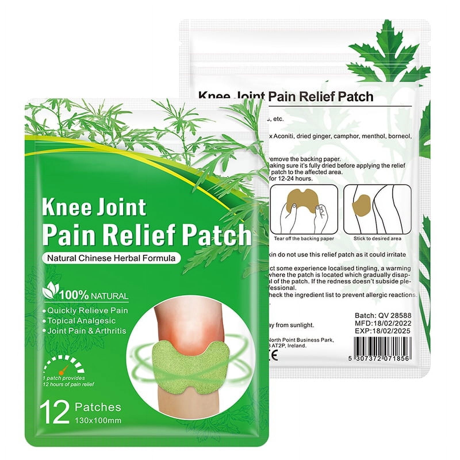 60Pcs Natural Knee Pain Patch,Knee Joint Pain Relief Patchs, Herbal Knee Patches for Pain Relief