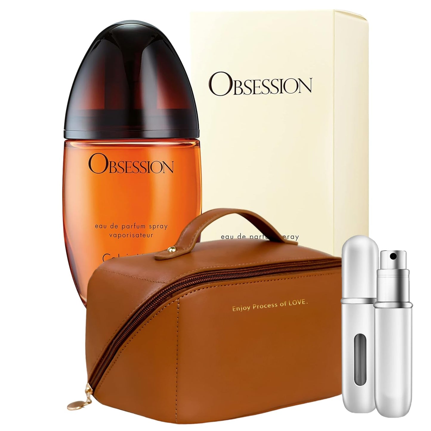 OBSESSION Perfume For Women 3.4 Oz Eau de Parfum - Gift Set Pack - Travel Bag And Refillable Empty Perfume Bottle