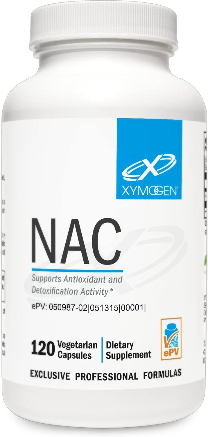 XYMOGEN NAC N-Acetyl-Cysteine 600mg - Cardiovascular, Antioxidant, Liver Detox + Immune Support Supplement - Supports Glutathione Synthesis - Non-GMO NAC Supplement (120 Capsules)