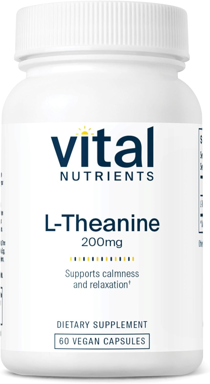 Vital Nutrients L-Theanine 200 mg | Vegan Supplement | L Theanine Supports Normal Stress Levels and Cognitive Function* | Gluten, Dairy and Soy Free | 60 Capsules