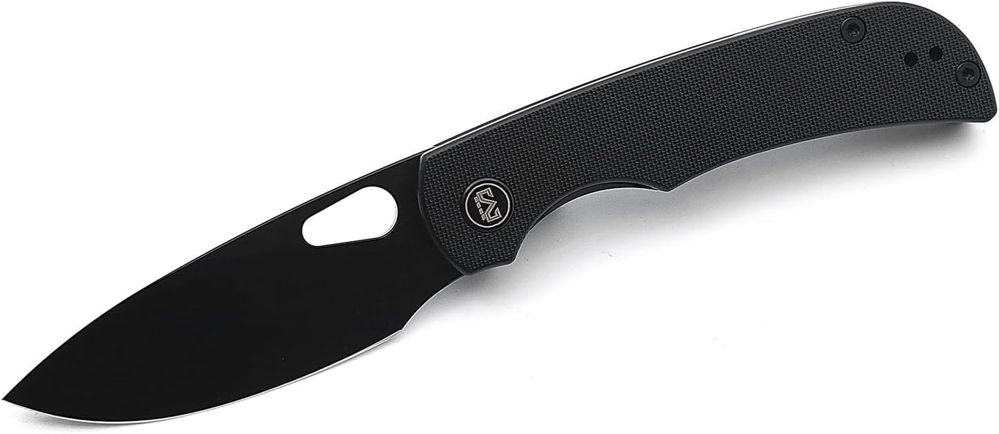 Miguron Knives M Moyarl Folding Knife,3.25" Black PVD 14c28n Steel Blade Black G10 Handle With Titanium Pocket Clip,Camping Hiking Pocket Knife MGR-806BK