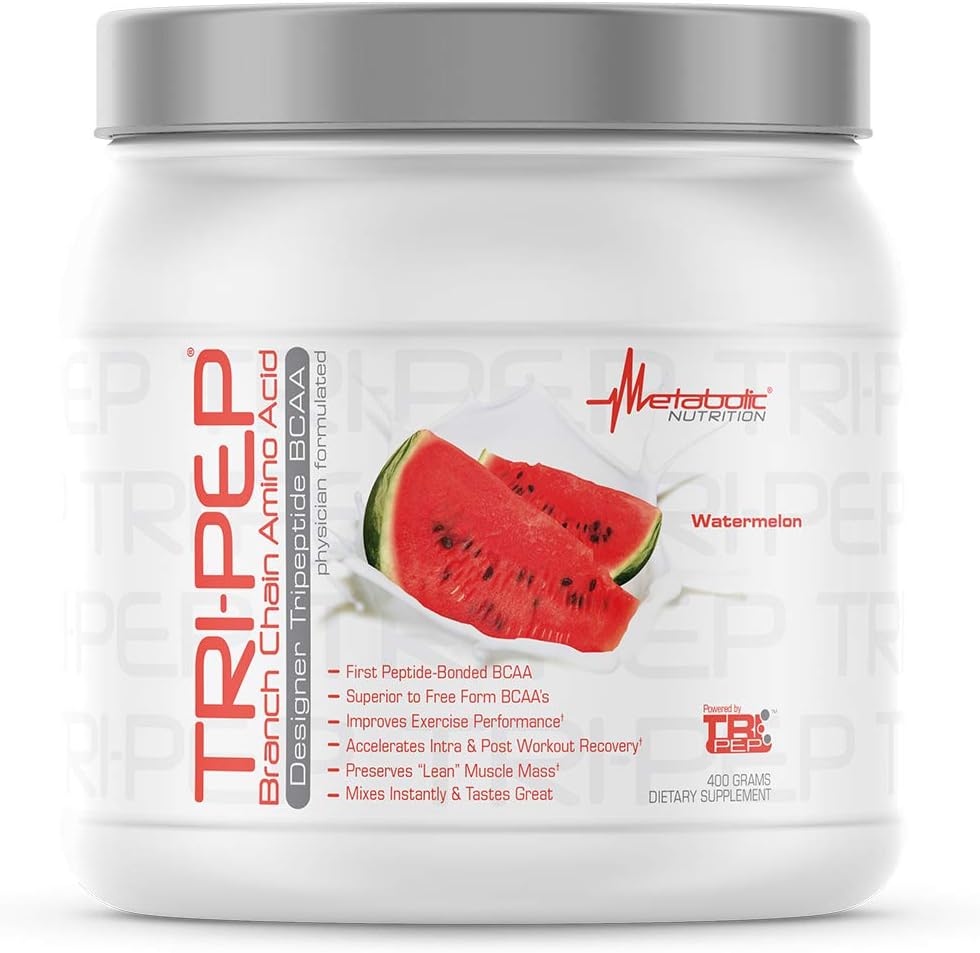 Metabolic Nutrition | TRIPEP - Tri-Peptide Branch Chain Amino Acid, BCAA Powder, Pre Intra Post Workout Supplement | Watermelon, 400 Grams (40 Servings)