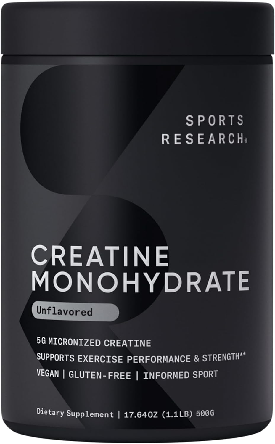 Sports Research Creatine Monohydrate - Gain Lean Muscle, Improve Performance and Strength and Support Workout Recovery - 5 g Micronized Creatine - 1.1LBS